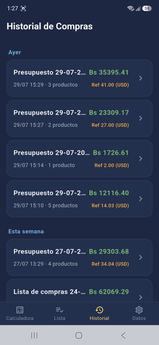 Historial de compras en cuantoES